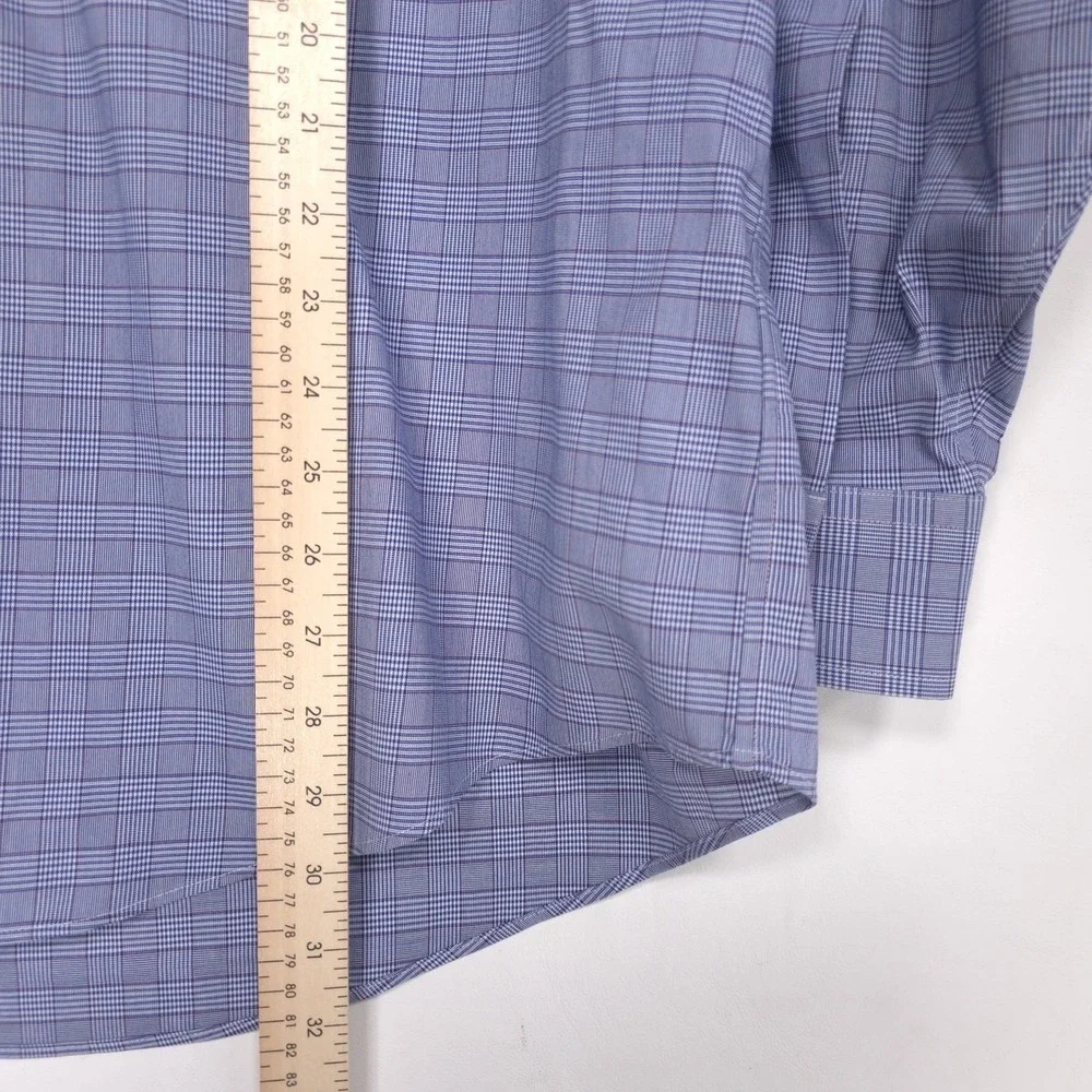 BROOKS BROTHERS Est.1818 Blue Plaid‎ Dress Shirt Supima Cotton Non Iron 16.5 34